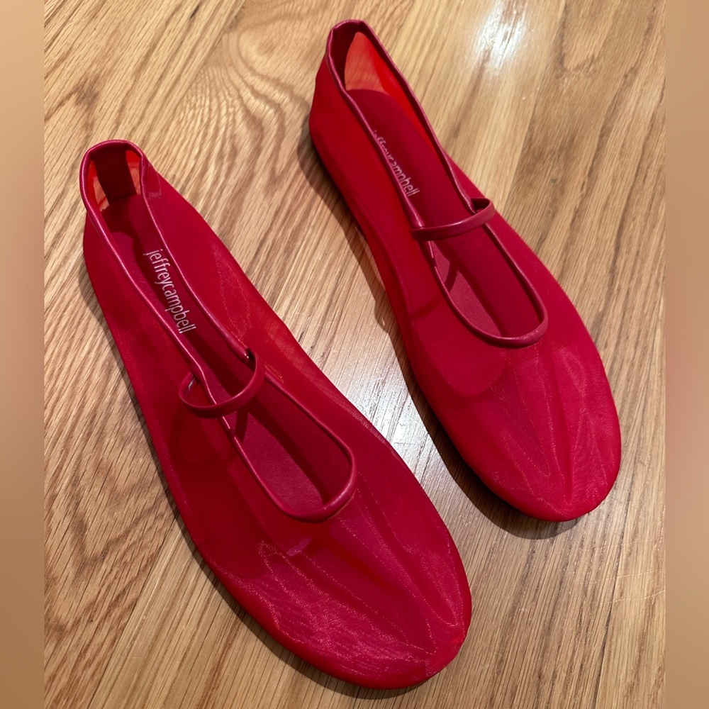 Jeffrey Campbell Swan-Lake Flat Mesh Red